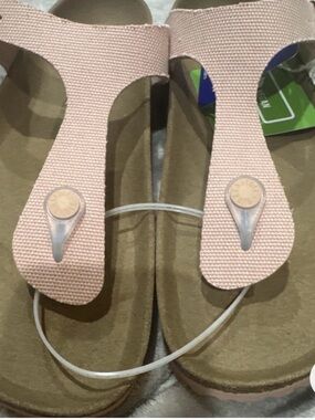 NWT Birkenstock Without Box Gizeh Rivet Logo Soft Pink Textile Vegan Size 9
